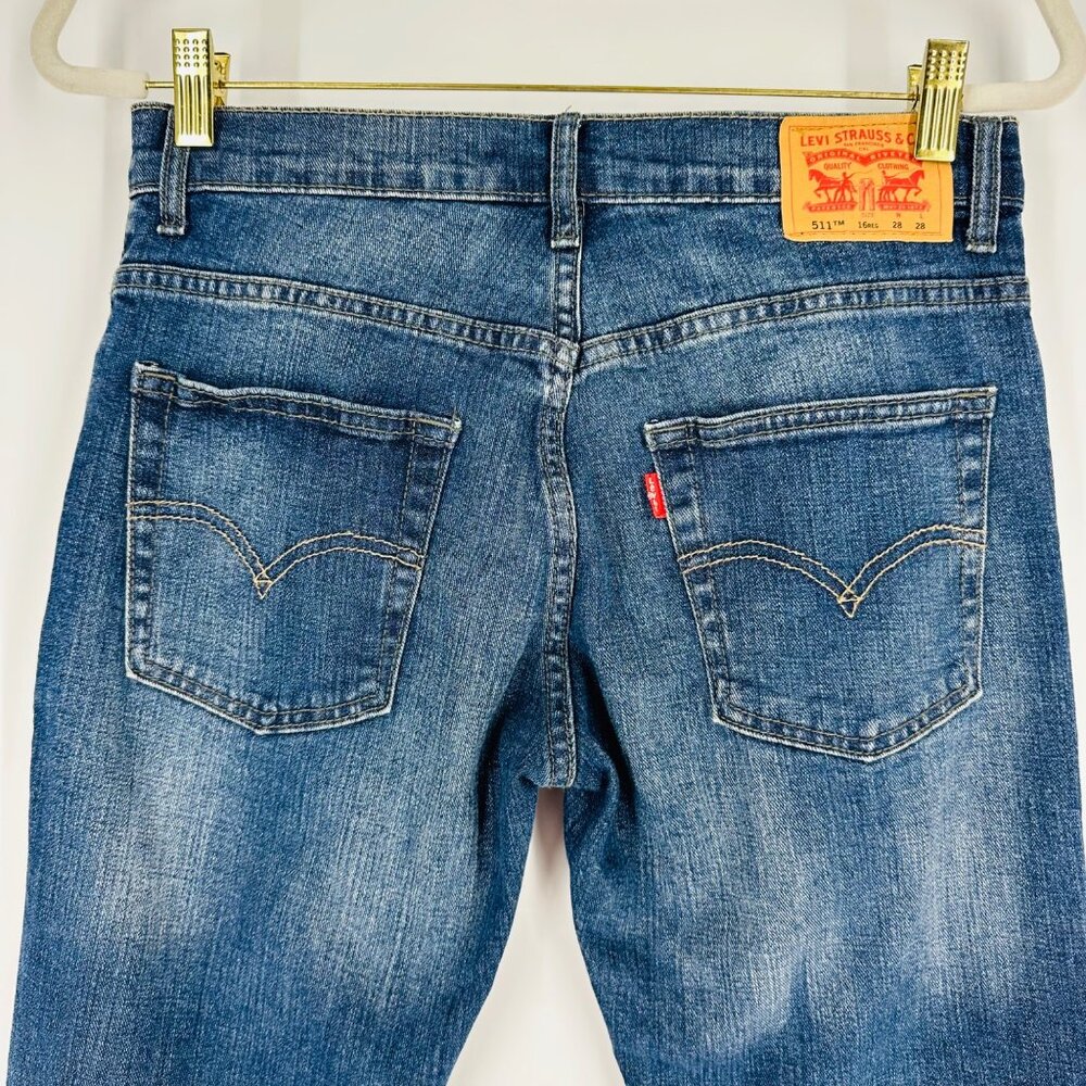 Levis 511 Slim Fit Boys Stretch Cotton Denim Jeans Medium Wash 16 Reg 28x28 - Picture 12 of 12